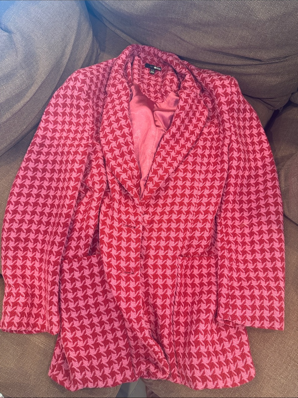 AFRM Pink Patterned Houndstooth Blazer (Dress)
